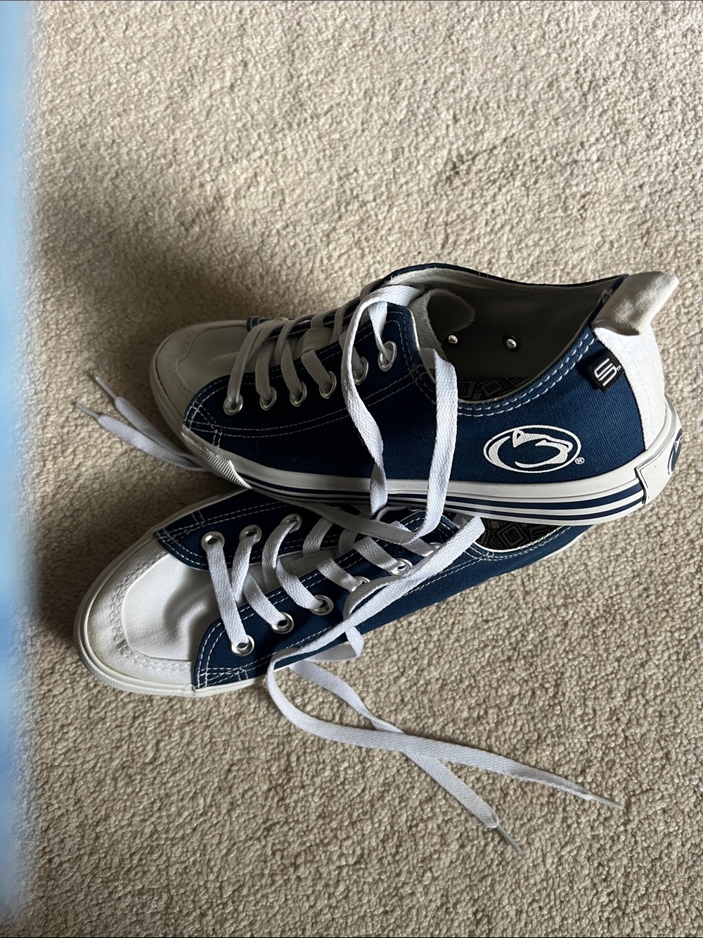 Canvas Low-Top Athletic Sneakers in Navy and White PSU Penn State University